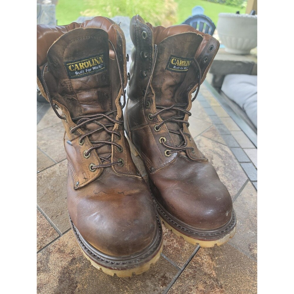VTG Carolina 120 Plus Union Made USA Leather Logger Boots 10.5 3E Wide Insulated